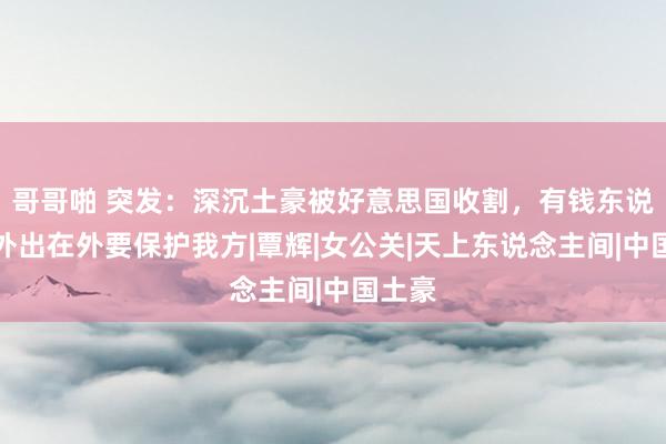 哥哥啪 突发：深沉土豪被好意思国收割，有钱东说念主外出在外要保护我方|覃辉|女公关|天上东说念主间|中国土豪